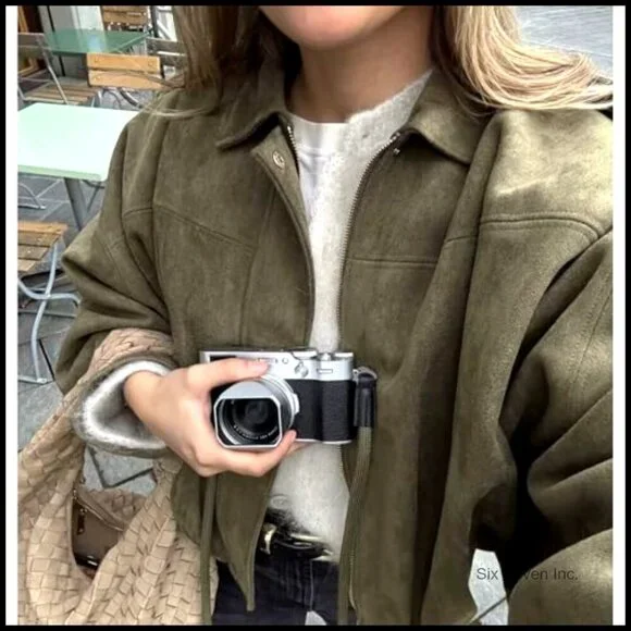 Faux Suede Bomber Jacket Oversized Pilot Coat Streetwear Zip Up Outerwear - Picture 4 of 7